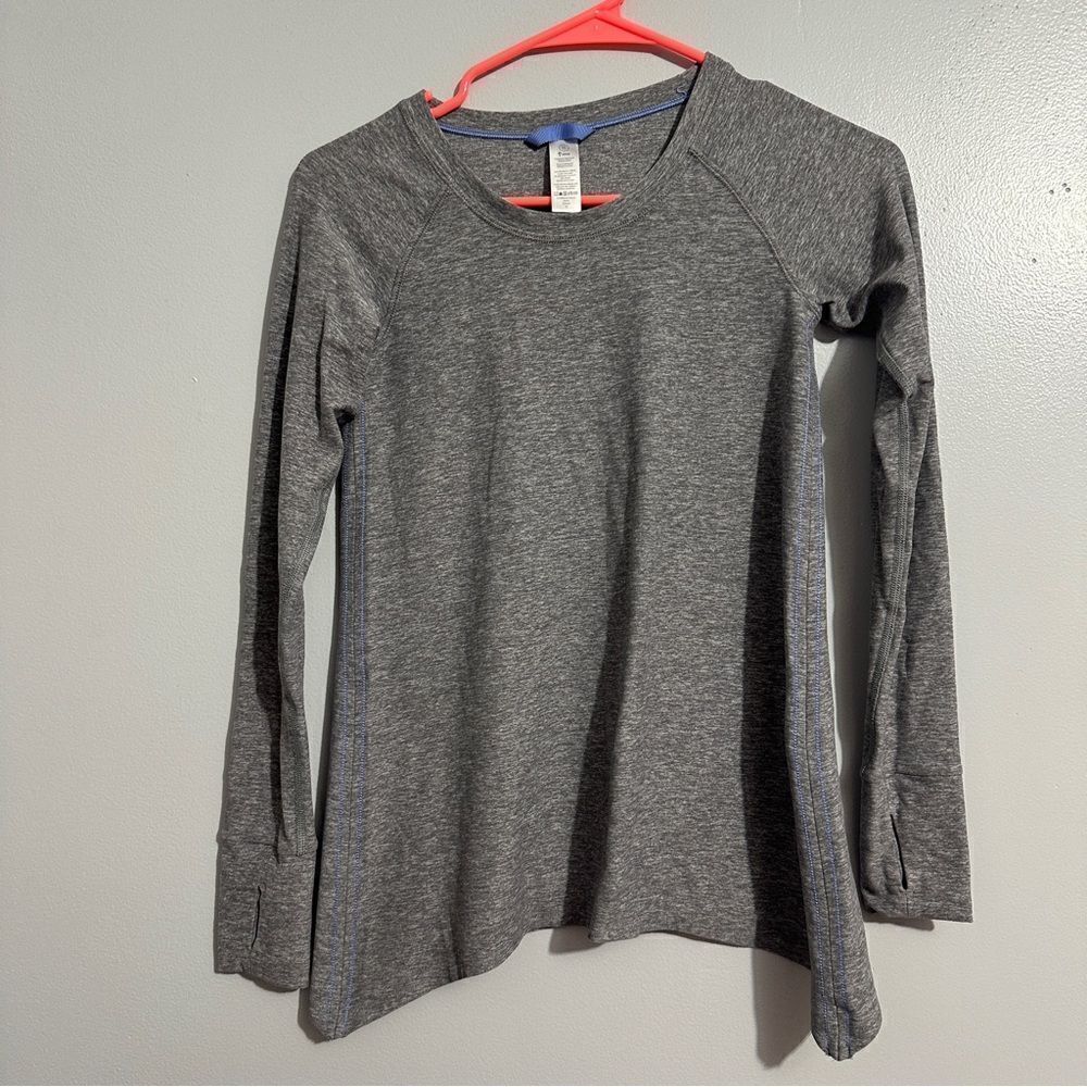 Ivivva Kids Mindful Moments Gray Long Sleeve Top Size 10 Athletic blue trim